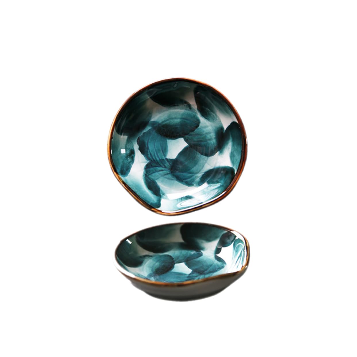 PRETYZOOM 2PCS Handpainted Ceramic Seasoning Dish Retro Japanese Style Appetizer Plates Unique Snack Sauce Tray for Home Restaurants and Catering