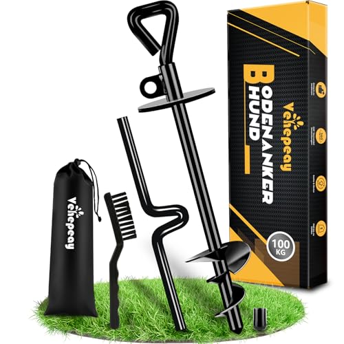 Piquet de Rotation Professionnel pour Chien Jusqu'à 100 KG, Mise à Niveau Piquet pour Chien Système Antirouille, Ancrage Sol Dur Chien avec Rotation à...