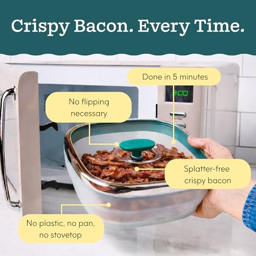 Image of Anyday Microwave Large Square Dish Container | Microwave Safe Containers | Microwave Cooking Bowls | Mixing Bowl with Lid | Borosilicate Glass Containers with Lid, Diameter 22.86cm Capacity 2.4L