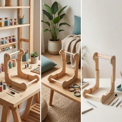 Telar de madera ergonómico que alivia el dolor de espalda al tejer de forma individual 7