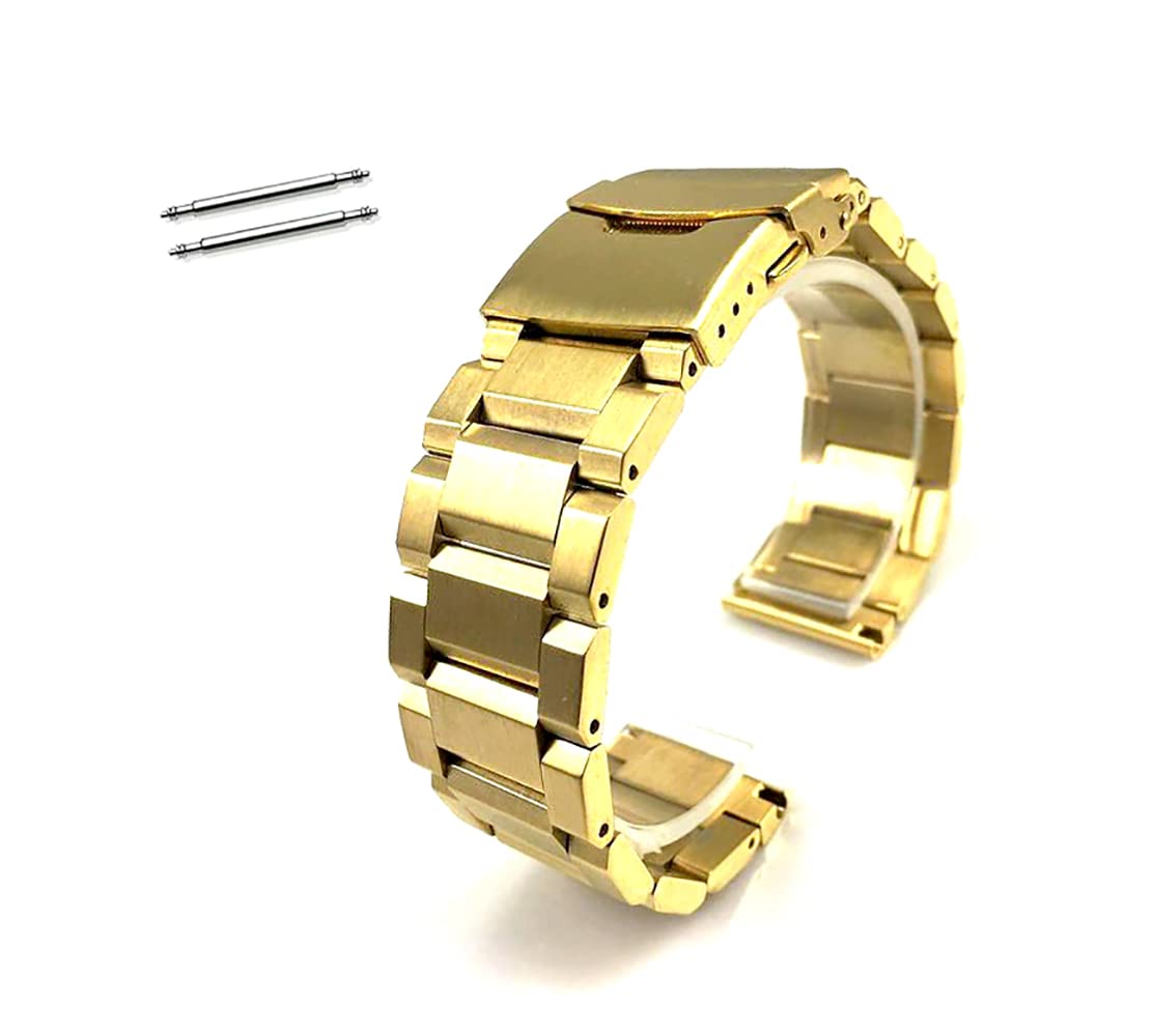 EwatchAccessories Replacement 18mm Golden Stainless Steel Brushed Finidh Metal Bracelet Watch Band Strap Double Buckle Straight End (B0C6SVLLG8) Amazon Price History, Amazon Price Tracker