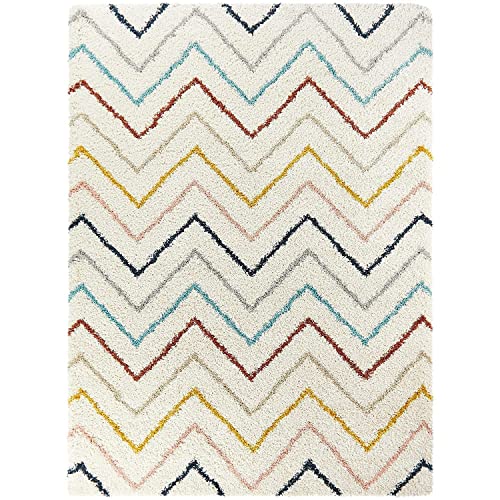 Image of Soft Modern Shag Area Rugs Fluffy Living Room Carpet Comfy Bedroom Home Decorate Floor Kids Playing Mat Size 8x11 Feet Color Multi M