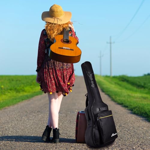 Image of 41 Inch Dual Adjustable Shoulder Strap Acoustic Guitar Gig Bag - Black