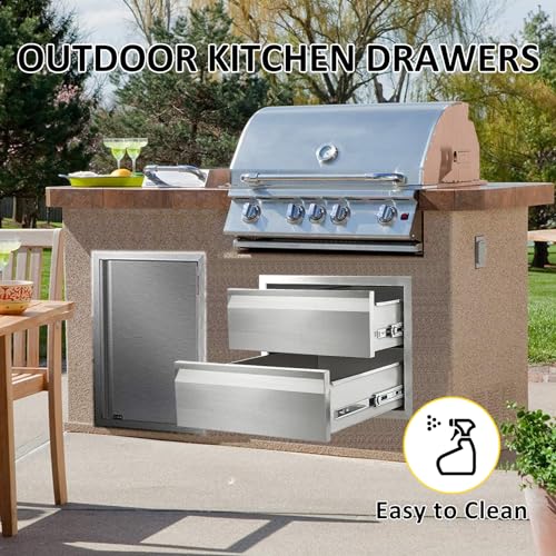 Outdoorkitchendrawers18wx15hx23dflushmountdoublelayerbbqdrawersstainlesssteelbuiltin2drawerforoutdoorkitchenislandpatiogrillstation Urban Country Home Decor Outdoor kitchen drawers 18 w x 15 h x 23 d flush mount double layer bbq drawersstainless steel built in 2 drawer for outdoor kitchen island patio grill station urban country home decor