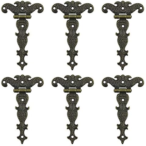 INCREWAY Antique Hinges,6PCS Bronze Decorative Retro Carved Hinge Cabinet Hinges for Doors Cupboard Jewelry Box Cover