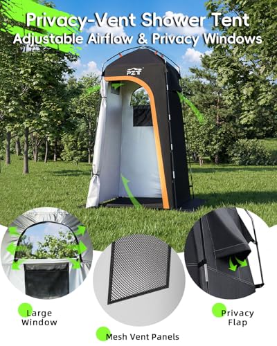 Image of Large Shower Tent, Portable Privacy Tent with Mesh Floor & Carrying Bag, Lightweight & Sturdy, Easy Set Up, Portable Changing Room for Camping & Hiking, Fishing, Beach