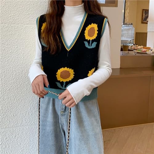 Image of jinghuiyue Women's Sleeveless Sweater Vest Halloween Skull Printed Knit Vest V Neck Crop Pullover Knitwear Tank Tops