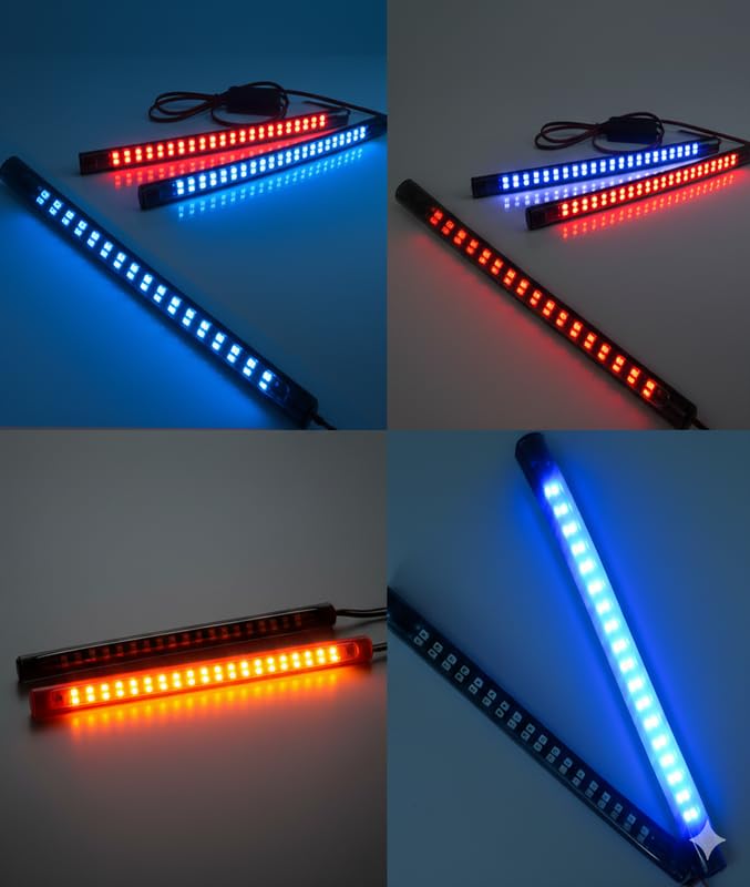 Image of Dual Color Red Blue LED DRL Strip for Car & Bike | Flashing Grill Light | Universal 12V Waterproof Vehicle Decoration Light