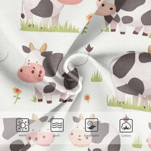 Wusikd Cute Cartoon Cow Girls' Underwear Cotton Stripes Grass Girls Briefs Soft Toddler Underwear 2T3