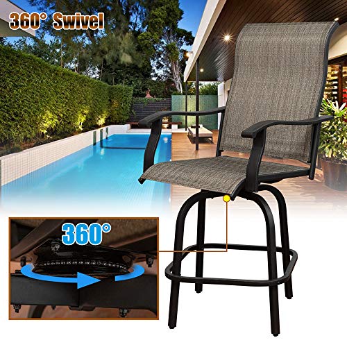 3PCS Patio Furniture Swivel Bar Set,Outdoor Furniture Patio Chairs Set,All-Weather Outdoor Patio Furniture 360 Degree Swivel Chair and Patio Table Suitable for Patio,Bar Set,Garden(2 Stools&1 Table) - Thumbnail 7