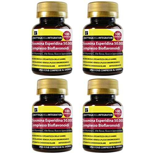 Complejo de bioflavonoides de diosmina y hesperidina, 400 comprimidos conOPC, vid rusco, castaño de Indias | Suplemento para la circulación, hemorroides, piernas y microcirculación