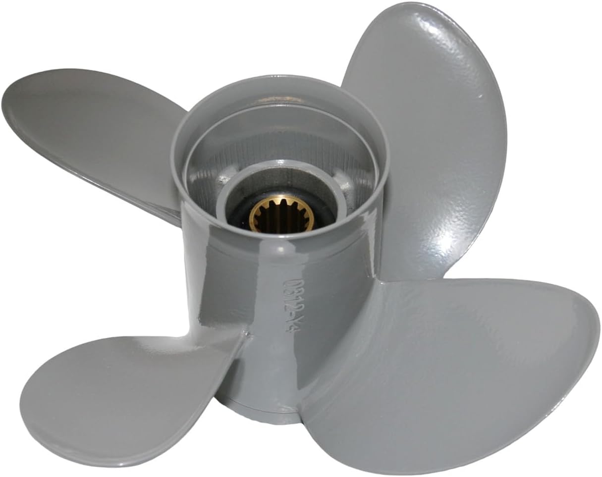 Boat Prop 11 1/8x11p 10 7/8x12p 10 1/2x13p 10 1/2x14p 10.1x15p, 4 Blades, 13 Spline Tooth Propeller for Honda Outboard Engines (35-60hp) BF35 BF40 BF45 BF50 50A BF60 HP, Premium Aluminum, RH