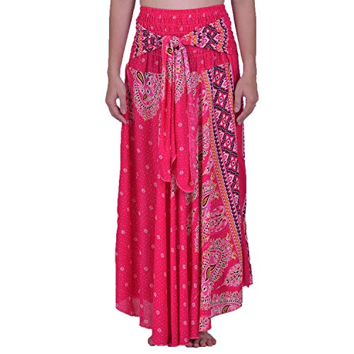 Lofbaz Women's Long Bohemian Maxi Skirt Hippie Gypsy Boho Dress - Floral 5 Pink OS3
