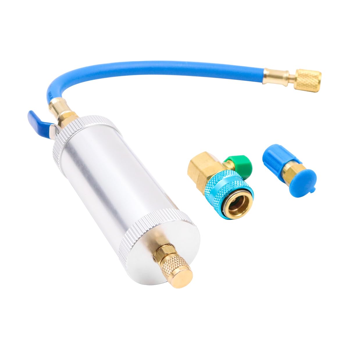 Alnicov Herramienta de inyección de Aceite refrigerado Herramienta de refrigeración de inyector de Aceite y Tinte A/C con Conector SAE de 1/4" R134A para Sistemas R134A R410A R22 R12