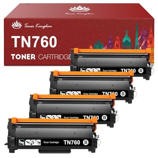 Toner Kingdom TN760 Toner Cartridge Compatible Replacement for Brother TN760 TN-760 TN 760 TN730 Toner for HL-L2350DW HL-L2395DW HL-L2370DW DCP-L2550DW MFC-L2710DW Toner Printer (Black, 4-Pack)