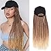 Yunkang Long Braiding Hair Baseball Cap Wig Ombre Blonde Synthetic Hair Cap Wig with Braided Box Braids for Women Girls (B-70)