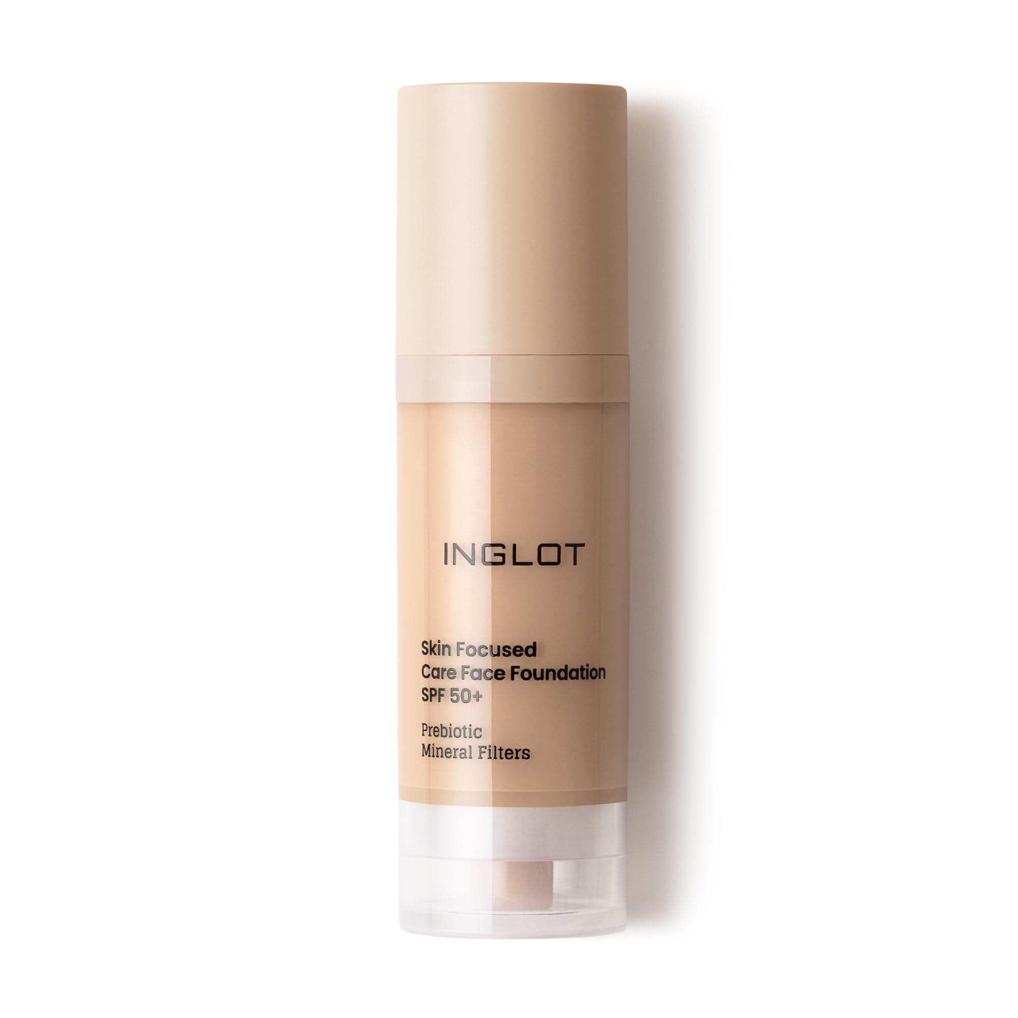Inglot Fondotinta Illuminante con Benefici per la Pelle | Protezione Solare | Formula Vegana | Skin Focused Care Face Foundation SPF 50 | 30 ml: 305 Peachy Beige