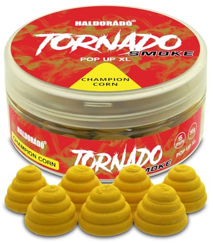 Haldorado Tornado Smoke Pop Up XL, sabor a maíz campeón, 15 mm, 30 g, cebo de pesca flotante