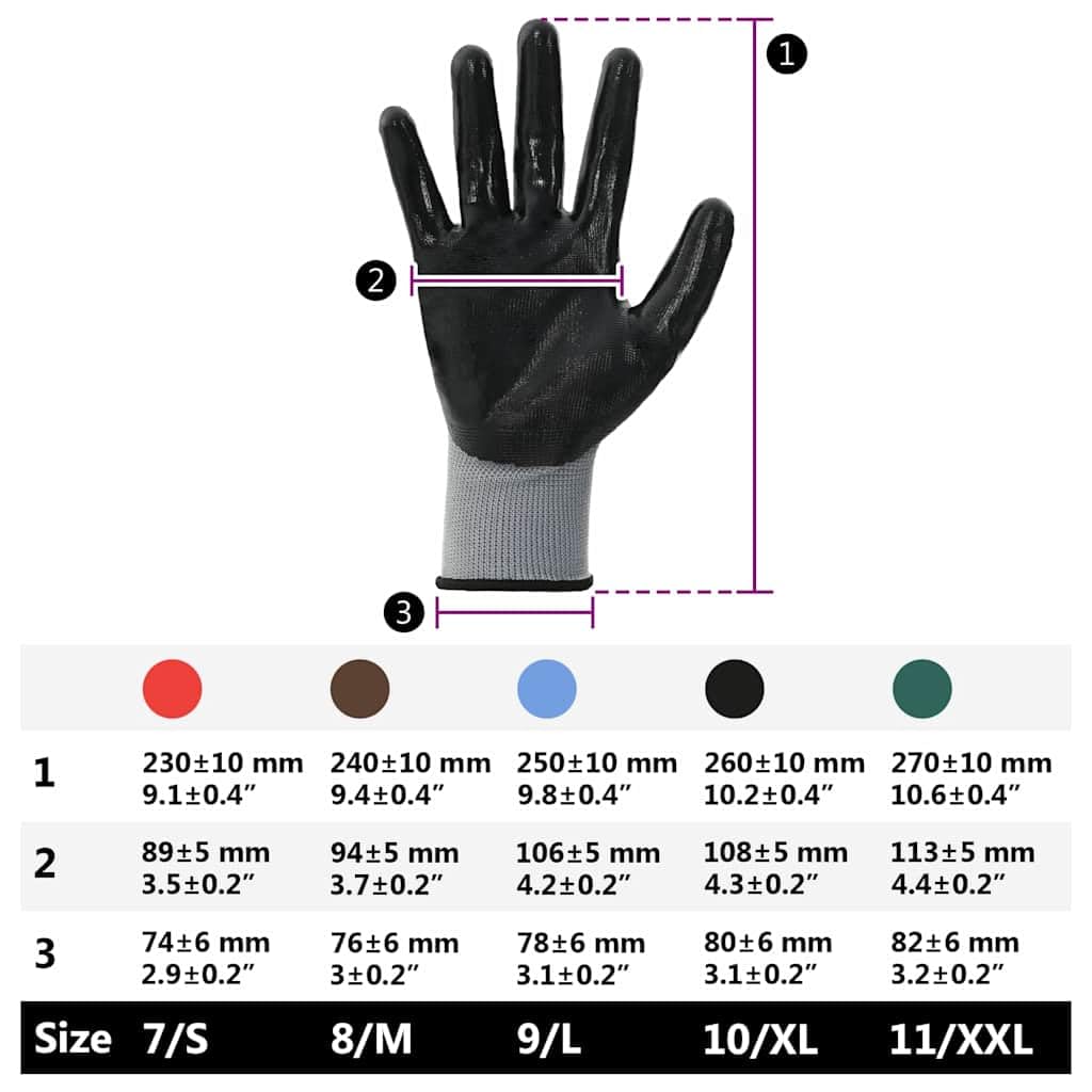 Gants de Travail 24 pièce Gris et Noir 10 / xl Polyester pour Homme et Femme, Outils de Jardin, Mécanicien, Jardinier