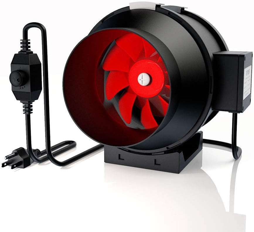 6 Inch Inline Duct Fan 390 CFM Blower Fan with Variable Speed Controller HVAC Blower for Ventilation