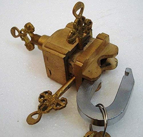 Robin Exports Brass 6 Key Square Trick Puzzle Padlock - (3 Keys x 2)