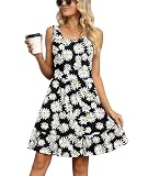 LILBETTER Women's Beach Dresses for Women Casual Summer Sexy Knee Length Mini Dresses(F Little Daisy Black, XX-Large)