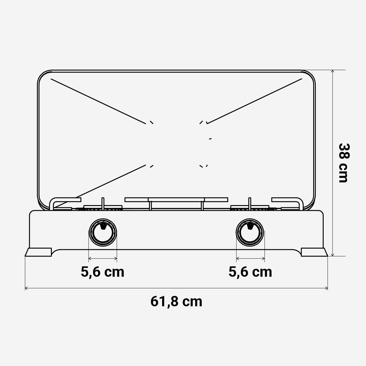 UNIVERSALBLUE Hornillo de Gas Portátil | Placa Cocina 2 Fuegos Negra | Camping, Acampada o Picnic