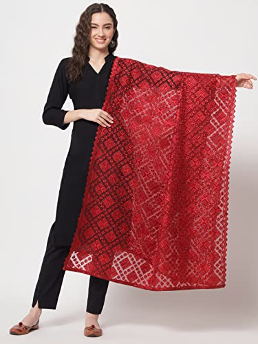 Zamour Women's Punjabi Phulkari Chope Dupatta Chunni on Organza with heavy Embroidery2