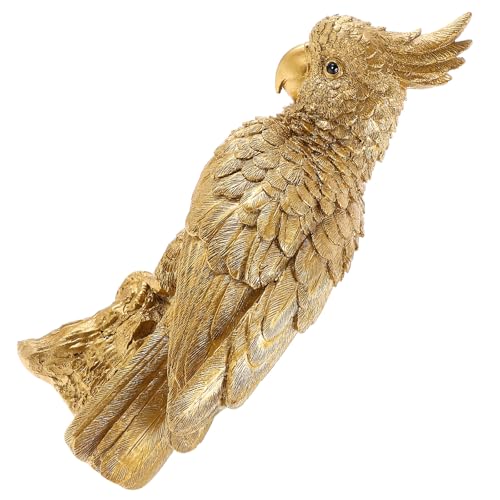 ELEOUTI Figurine de Perroquet en Résine Or, Décoration Intérieure Compacte et Délicate, Facile à Nettoyer, pour Salon et Jardin