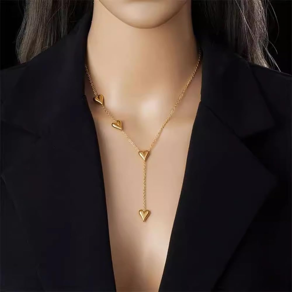 NIQIPOK Gold Heart Necklace for Women Dainty Gold Heart Pendant Necklace Gold Long Heart Necklace Tassels Necklace Gold Charm Necklace Holiday Jewelry - Image 5