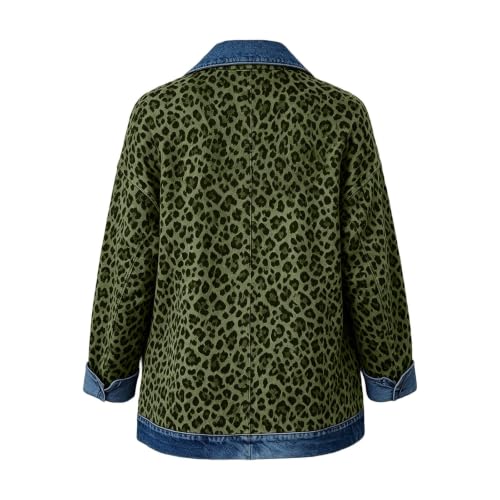 Womens Denim Jacket Leopard Jean Coat Casual Open Front Jacket Fall Clothes - image 7
