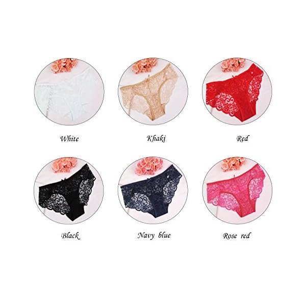 Sunm Boutique 6 Pack Womens Underwear Invisible Seamless Bikini Lace Underwear Half Back Coverage Panties Multicoloured