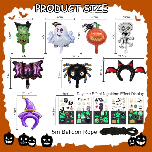 JSTHHTT Halloween Foil Balloons Set - 13 PCS Party Decorations, 6 PCS Mini Foil, Bat Balloons for Kids Party Decor - Image 2