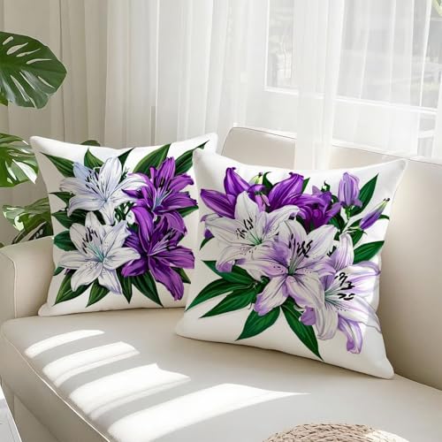 Housse coussin 60x60cm violet en velours imperméable lot de 2