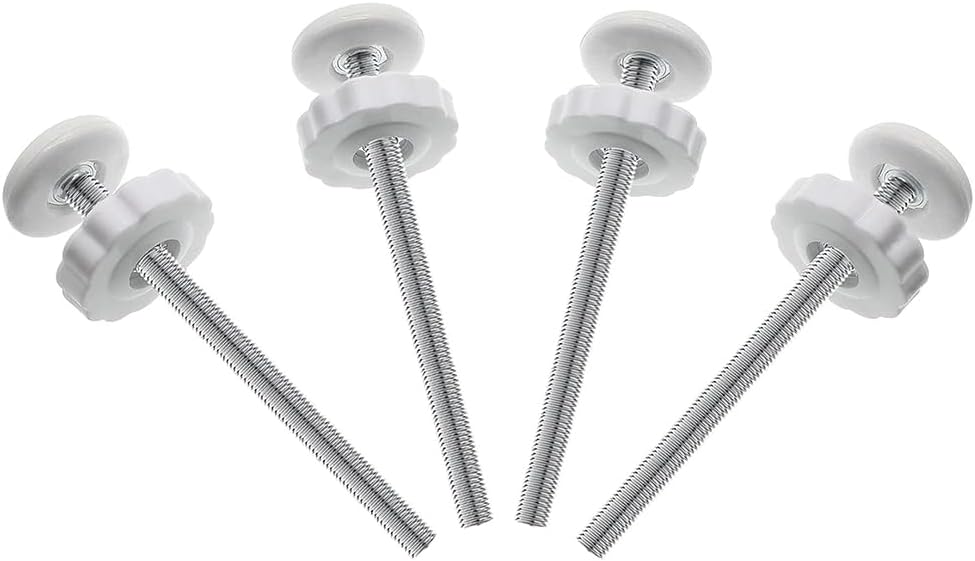 4 Pack M10 (10mm) Baby Gate Threaded Spindle Rod Replacement Screw Bolts Kit for Baby & Pet Pressure Mounted Safety Gates Wall Mounting Accessories Adapter Bolts (White)