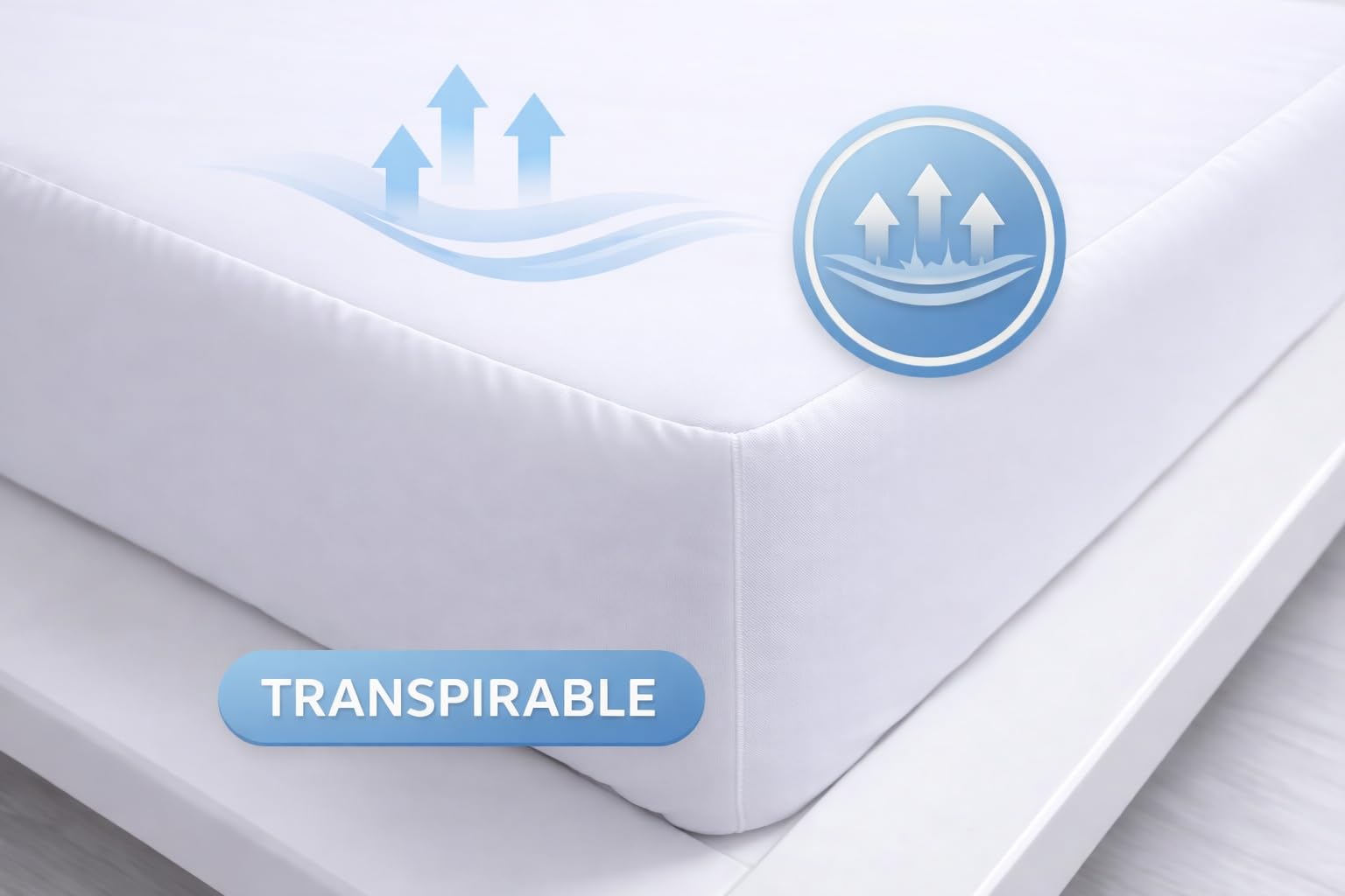 TRAMAS+ Protector Colchón Liso Impermeable Cama 150 – Cubrecolchón Algodón Transpirable, Suave y Ajustable 150x190 / 200 cm