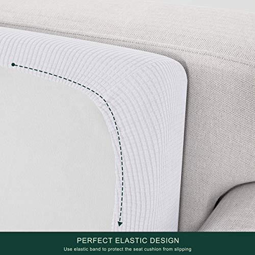 Image of CHUN YI Stretch Couch Cushion Cover Suitable for 3 Settee, Sofa Seat Slipcover with Spandex Jacquard Fabric(Large,White)