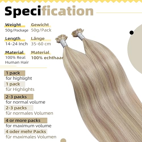 Ugeat geat Flat Tip Hair Extension Real Human 20 Inch #1B Off Black Extensions 50G Prebonded Keratin, 50.0 grams - Image 4