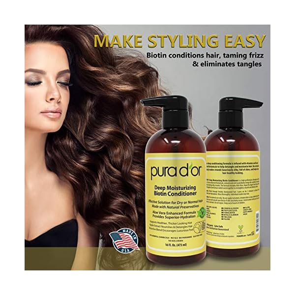 PURA-DOR-Biotin-Deep-Moisturizing-Conditioner-Thickens-Softens-Smooths-Moisturizes-For-Dry-Frizzy-Damaged-Hair-Made-w-Argan-Oil-Pumpkin-Rosemary-Honeysuckle-Vitamin-E-Men-Women-16oz PURA D'OR Deep Moisturizing Biotin Conditioner (16oz) Thickens, Softens, & Moisturizes Dry, Frizzy, Damaged Hair w/Argan Oil, Pumpkin, Rosemary, Honeysuckle, Vitamin E, Men Women (Packaging may vary)
