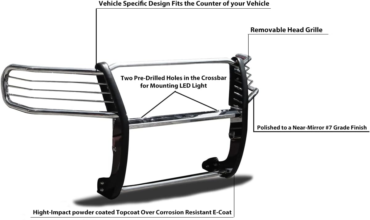 Black Horse Grille Brush Bumper Guard Modular Stainless Steel Compatible with 2016-2022 Honda Pilot-17H151402MSS