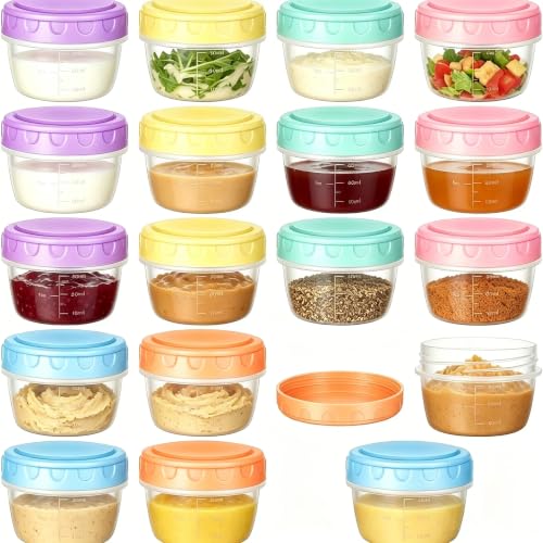 Gokemuak 18 Stück Kleine Frischhaltedosen mit Deckel Kleine Gefrierdosen 80ml mit Messskala Luftdichte Mikrowellengeeignete Mini Auslaufsichere Vorratsdosen für Soßen Dips und Gewürze