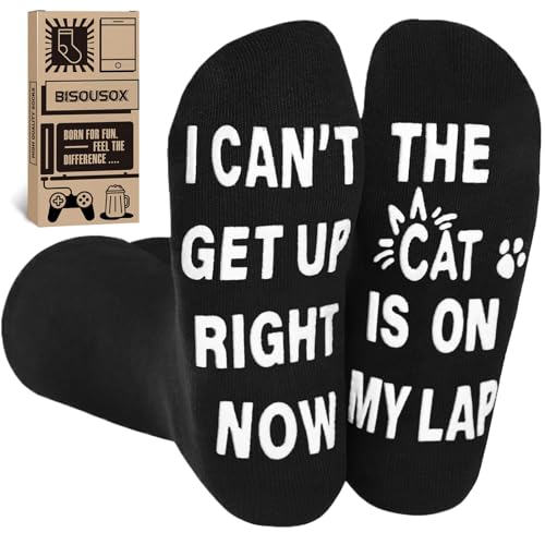 BISOUSOX Cat Dad Cotton Funny Socks Funky Novelty Socks for Men 6-11 Non-slip Gift for Men Dad
