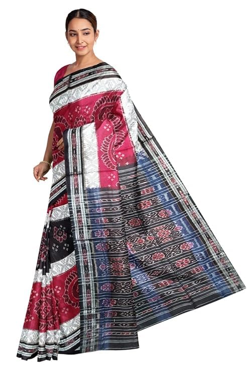 Image of COTTONSILK & KHANDUAPATA Odisha Sambalpuri Handloom Ikat Women Cotton Saree, Odisha Handloom Handmade Pure Cotton Khandua Saree, Ikkat Orissa Traditional Handloom Saree Without Blouse 12