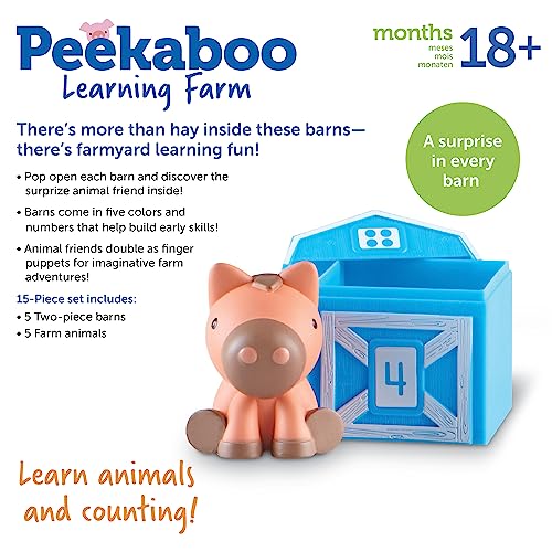 Learning Resources Peekaboo Learning Farm - 10 Pieces, Ages 18+ Months Toddler Learning Toys, Counting And Sorting Toys, Farm Animals Toys #TOP5