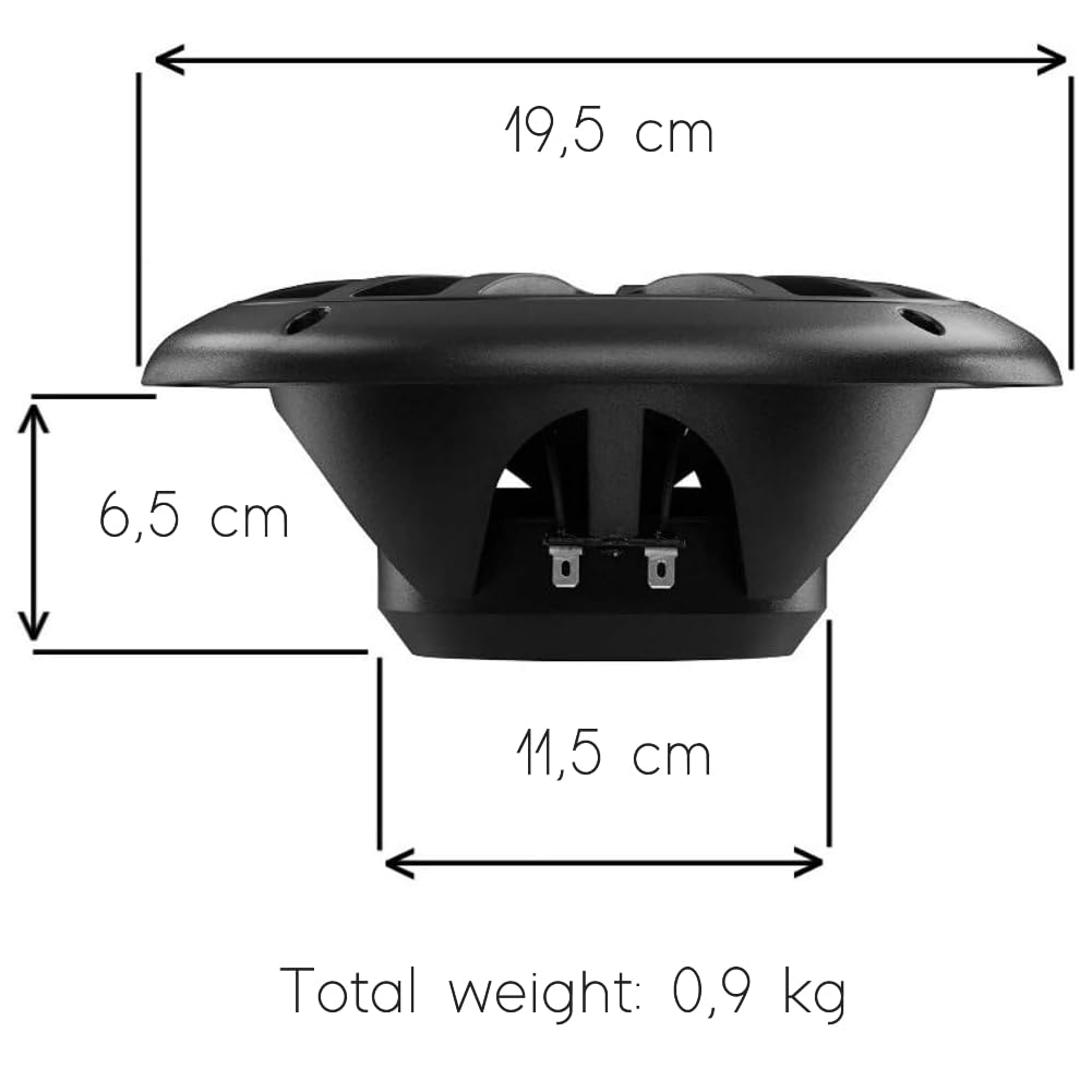 Kit Set para Boss Audio Systems MRGB65B, 2 Altavoces Marinos de 2 vías de 6,5" 16,5 cm x 165 mm, 100 vatios rms, 200 vatios máx, 4 ohmios, Resistentes al Agua, con LED RGB, por Pares + Accesorios