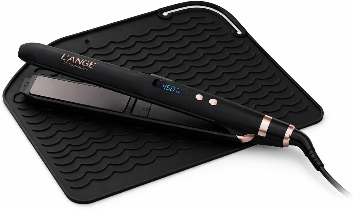 Heat Resistant Silicone Mat for Curling Iron, Flat Iron & Hair Straightener, Food Grade Non-Slip Hot Tool Pad, Black, 9 x 6.5 Inc