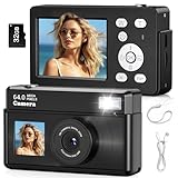 Teoryieer Macchina Fotografica Digitale, Fotocamera Digitale Compatta 4K 64MP, Scheda da 32 GB, Anti-vibrazione, Zoom 18X, Videocamera per Vlogging per Adolescenti, Principianti, Adult (Nero)