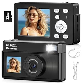 Teoryieer Macchina Fotografica Digitale, Fotocamera Digitale Compatta 4K 64MP, Scheda da 32 GB, Anti-vibrazione, Zoom 18X, Videocamera per Vlogging per Adolescenti, Principianti, Adult (Nero)