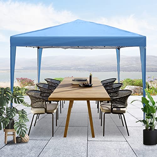 Lonabr 10X10 Pop Up Gazebo Height Adjustable Outdoor Canopy For Patio, Backyard Tent Canopy, Blue #TOP6