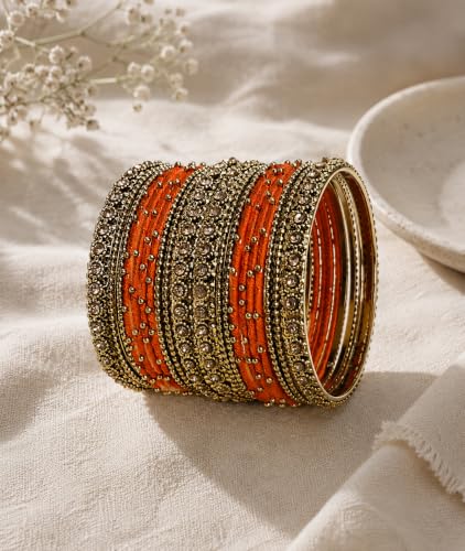 Image of NMII Get your traditions Valentine Gift for Girls & Women Silk Thread Bangle Set With Zircon For Womne & Girls
